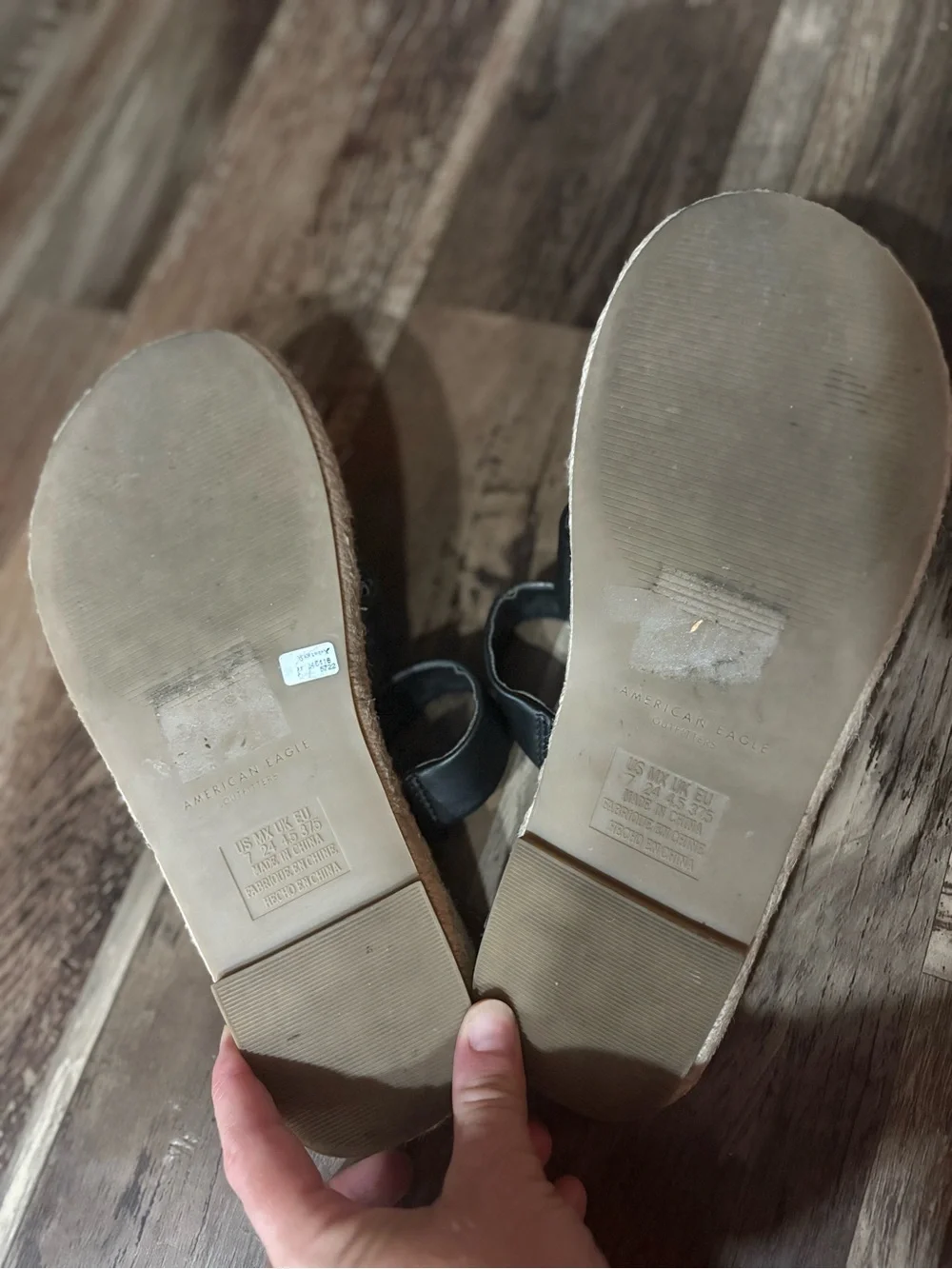 American Eagle Outfitters Black Cross-Strap Espadrille Slides